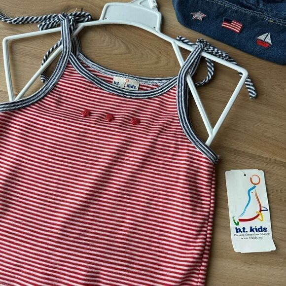 Vintage B.T. Kids 90s Girls Red White Blue Tank Top w/Matching Hat NWT Size 5 - Picture 2 of 5